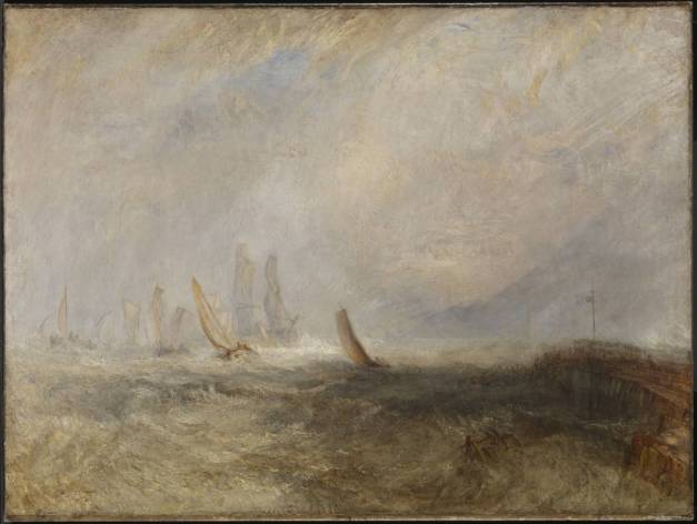 Fishing Boats Bringing a Disabled Ship into Port Ruysdael exhibited 1844 by Joseph Mallord William Turner 1775-1851